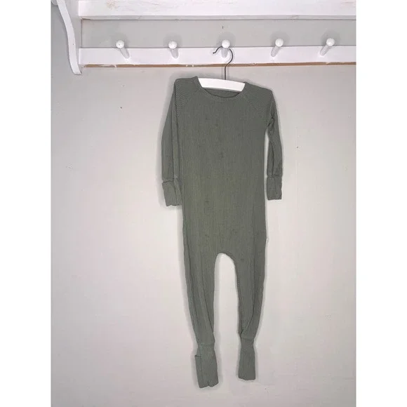 Little Sleepies Bamboo Ribbed Zippy Pajamas Minimal Cozy Neutral Size 12-18M - Picture 1 of 5